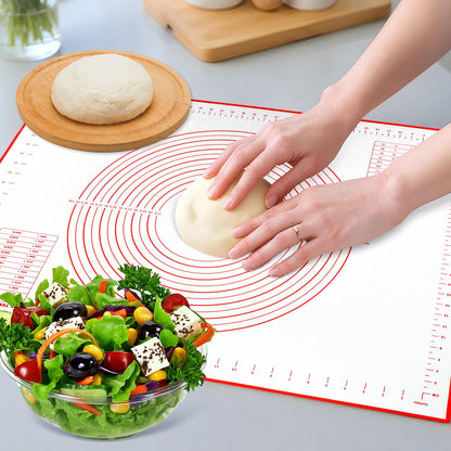 2 Pcs 32x24" Extra Large Dough Mat Silicone Baking Mats for Rolling Pastry Kneading Sheet Sourdough Bread Baking Supplies (Red)