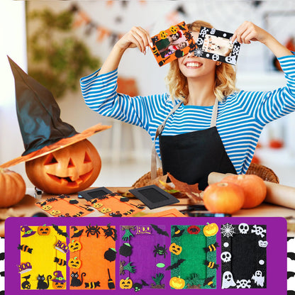 Barydat 260 Pcs Halloween Felt Photo Frame Crafts Kit 30 Picture Frames Crafts with 230 Felt Stickers, Fun DIY Photo Frame for Halloween Party Supplies Favors