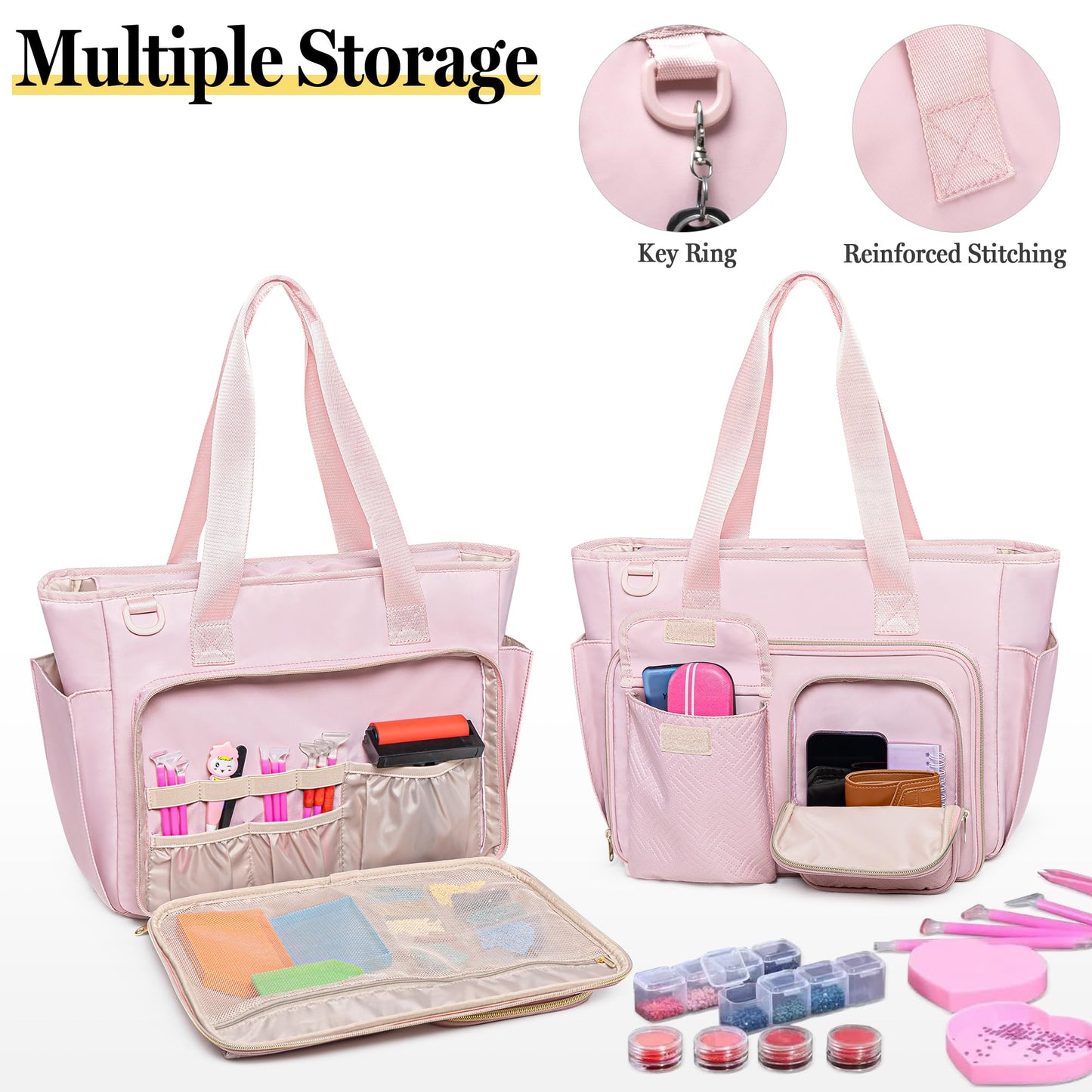Fasrom Diamond Painting Carrying Case for A4 Light Pad, Accessories Storage Bag for A4 LED Light Box and Diamond Art Supplies, Pink (Empty Bag Only)