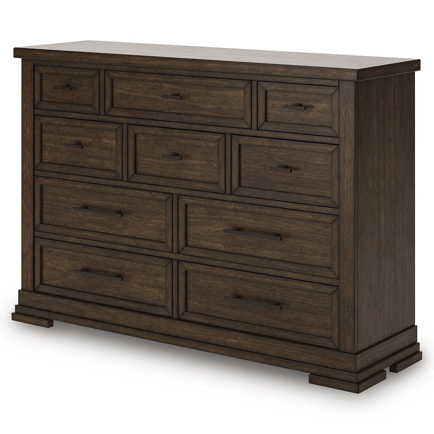 Signature Design by Ashley Taffenbrook Dresser with Mirror, 10-Drawer Storage Rich Brown Finish, Hardwood Solids, Mango Veneer, MDF Substrate, Bedroom Organization Style