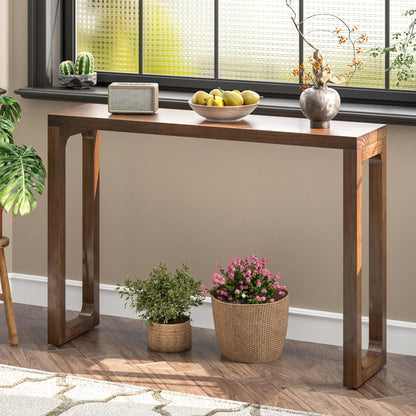 ENPKLUTE Solid Wood Console Table - Narrow Entryway Table, 47.2 Inch Sofa Tables Behind Couch, Farmhouse Console Tables for Entryway, Hallway, Living Room, Foyer, Easy Assembly - Walnut