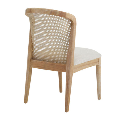 Christopher Knight Home Lilia Dining Chairs Set of 2, Modern Dining Chair with Fabric Upholstery, Rubberwood Frame Kitchen Chairs with Cane Webbing, Extra Seat for Dining Room, Beige + Natural