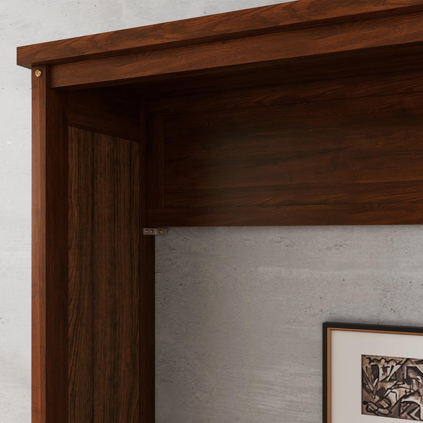 Ball & Cast Queen Size Murphy Bed W/Desk,Horizontal Hidden Wall Bed W/Gas Struts,Space-Saving Murphy Bed Cabinet for Home Office,Apartment,Guest Room,Walnut