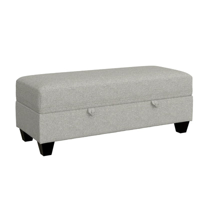 GDFStudio 48.6" Storage Ottoman Bench with Hidden Storage, Upholstered Rectangle Ottoman Foot Stool, End of Bed Bench with Solid Wood Legs for Bedroom Living Room Entryway, Easy Assembly, Pebble Gray