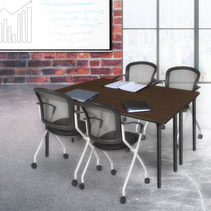 Regency Kee 60 x 24 in. Folding Training Seminar Table- Neo Walnut Top, Black Legs