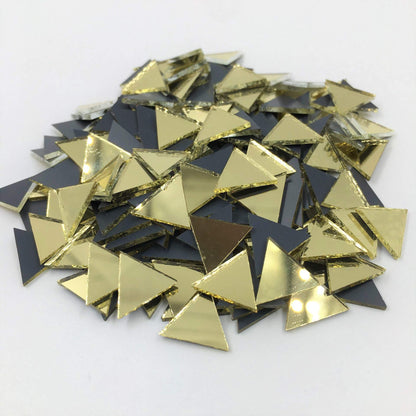 NUO RUI 12mm Triangular Shape Mirror Mosaic Tiles Gold Craft Mirror 120 Pieces