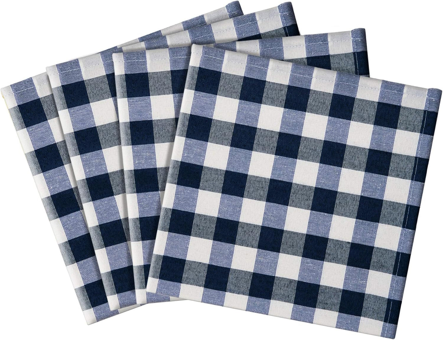 Achim Home Decor Buffalo Check Dinner Table Napkins, 4 Pack, Navy - 17" x 17" - Premium Quality Plaid, Durable &