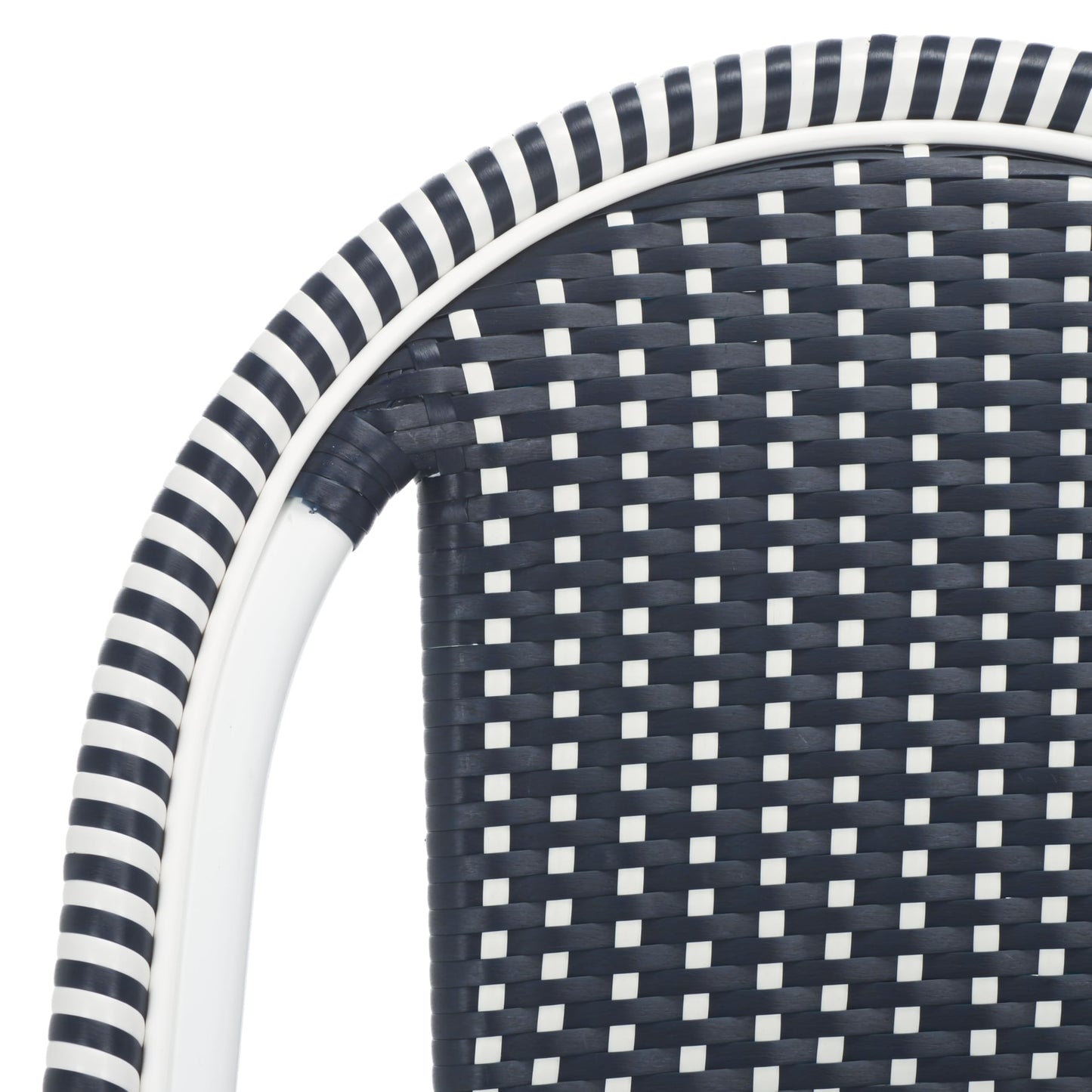 SAFAVIEH Outdoor - Torino Bistro Chair Set of 2 - Navy & White - Faux Wicker & Aluminum Frame - Bistro Side Chair Design - Ideal for Patio, Deck, Sunroom, Dining Area, 18" Seat Height (PAT7550F-SET2)