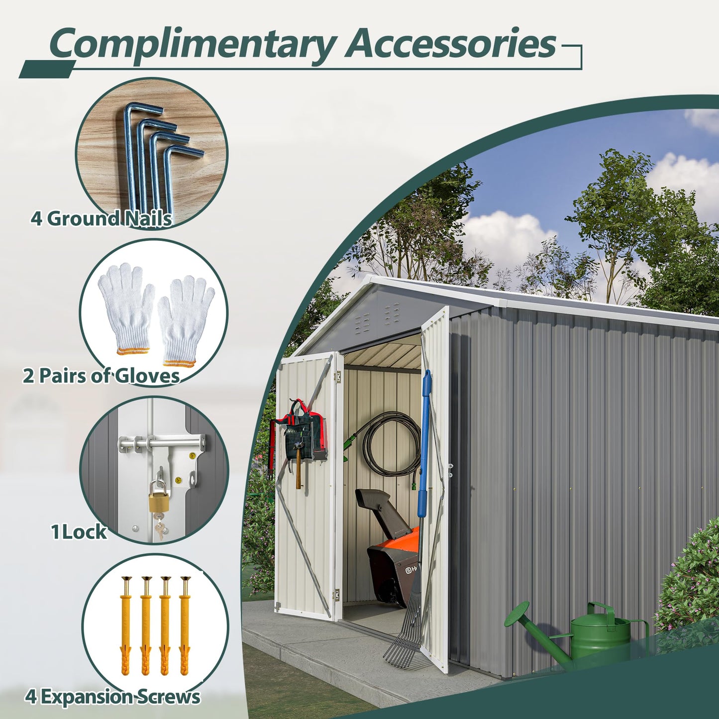 YOPTO 10X10 FT Outdoor Storage Shed,Metal Shed W/Lockable Doors,Air Vents & Sloped Roof,Garden Tool House W/Updated Frame Structure,for Backyard Patio Lawn,Gray