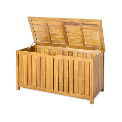 Merax Patio Acacia Wood 100 Gallon Large Outdoor Storage Box, Functionality Deck Box-Organization for Patio Furniture, Outdoor Cushions, Garden Tools and Pool Floats, Teak