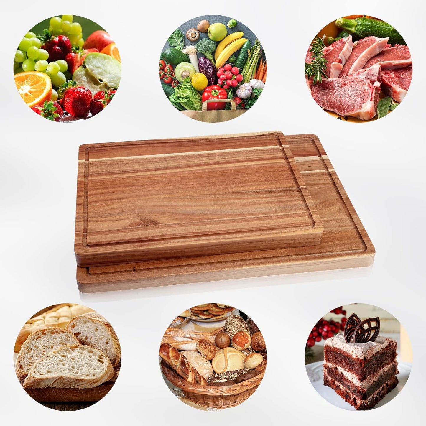 24x18 Inch Extra Large Acacia Wood Cutting Board, Large Butcher Block Chopping Board with Handle and Juice Groove