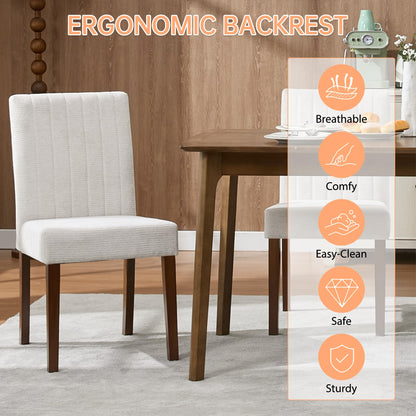 IDEALHOUSE Dining Chairs Set of 6, Farmhouse Tufted Parsons Chairs Stylish Kitchen Chairs Upholstered Fabric Kitchen Chairs with Wood Legs and Padded Seat, for Dining Room, Living Room, Beige