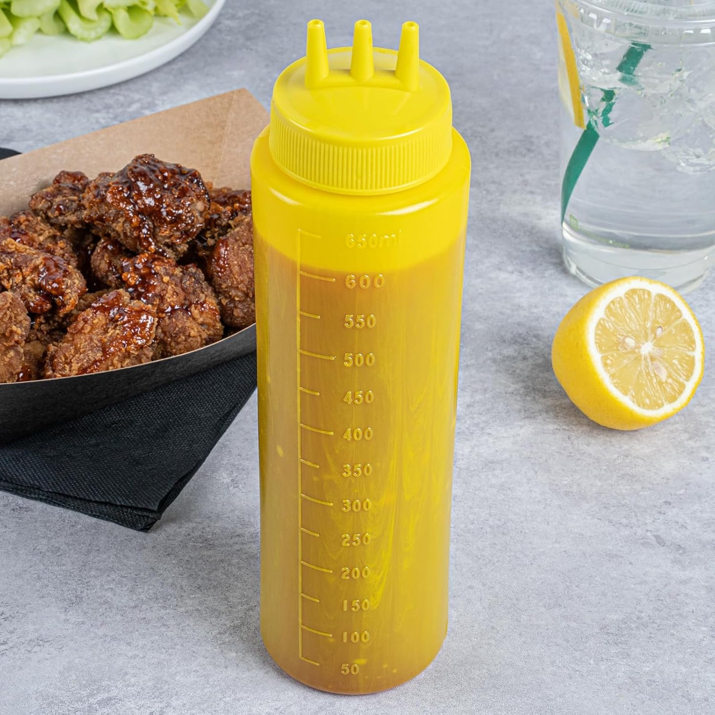 Restaurantware-24 6 Ounce Condiment Squeeze Bottles, Squeeze Bottles With Triple Dispersion Tips - Large, Flexible