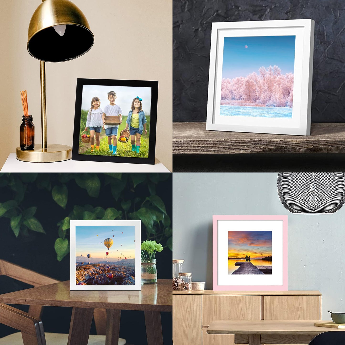 12x12 Wood Picture Frames for Wall Hanging or Tabletop,Diamond Painting Frame Baby Scan Picture Frames with 2 Mats Display 8x8 or 10x10 for Family Walls Decoration,Anniversary,Wedding,Christmas(Pink)
