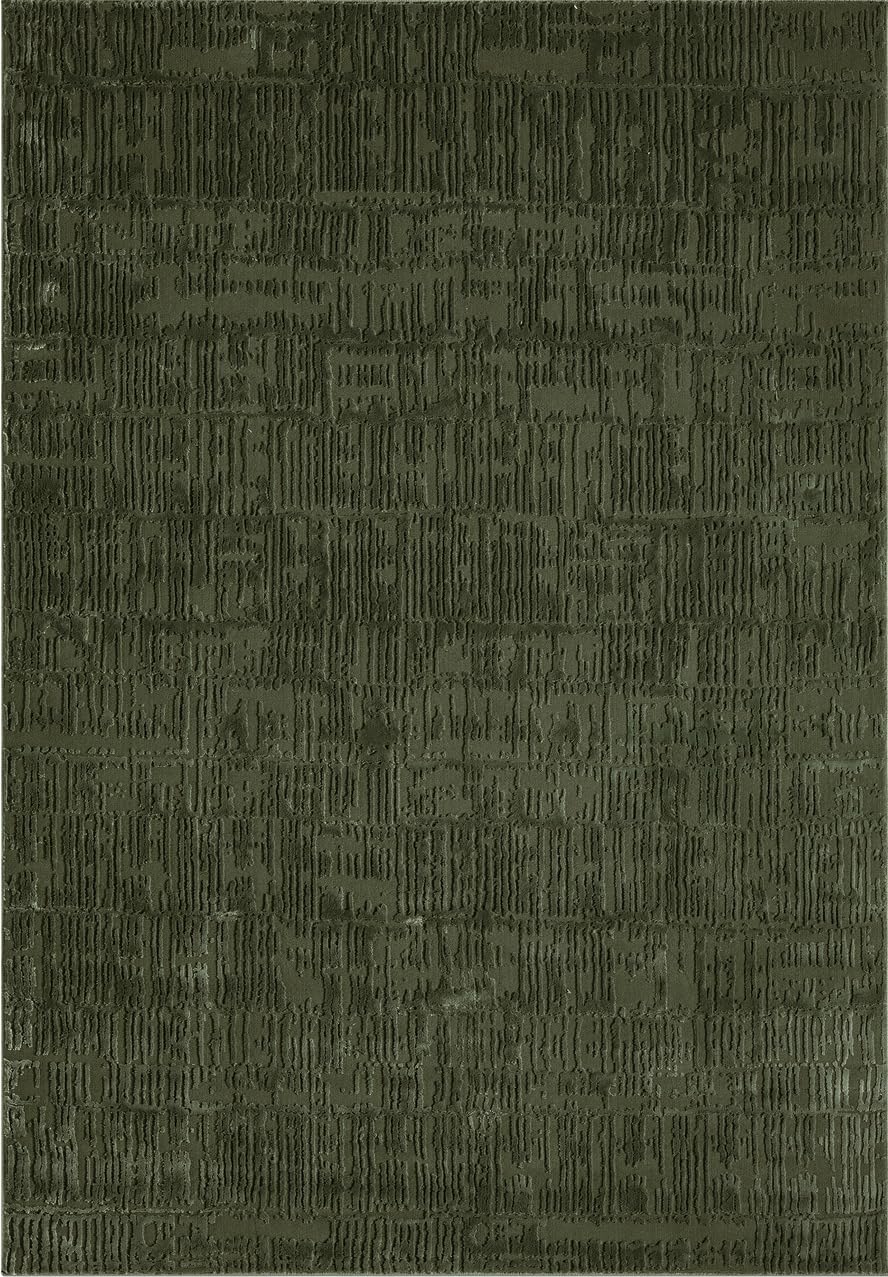 Abani Sage Green Area Rug | 6' x 9' - Forest Textured - Grid, Chunky and Soft Washable Plush Carpet | Perfect for Living Room & Bedroom | Plush Deco Collection
