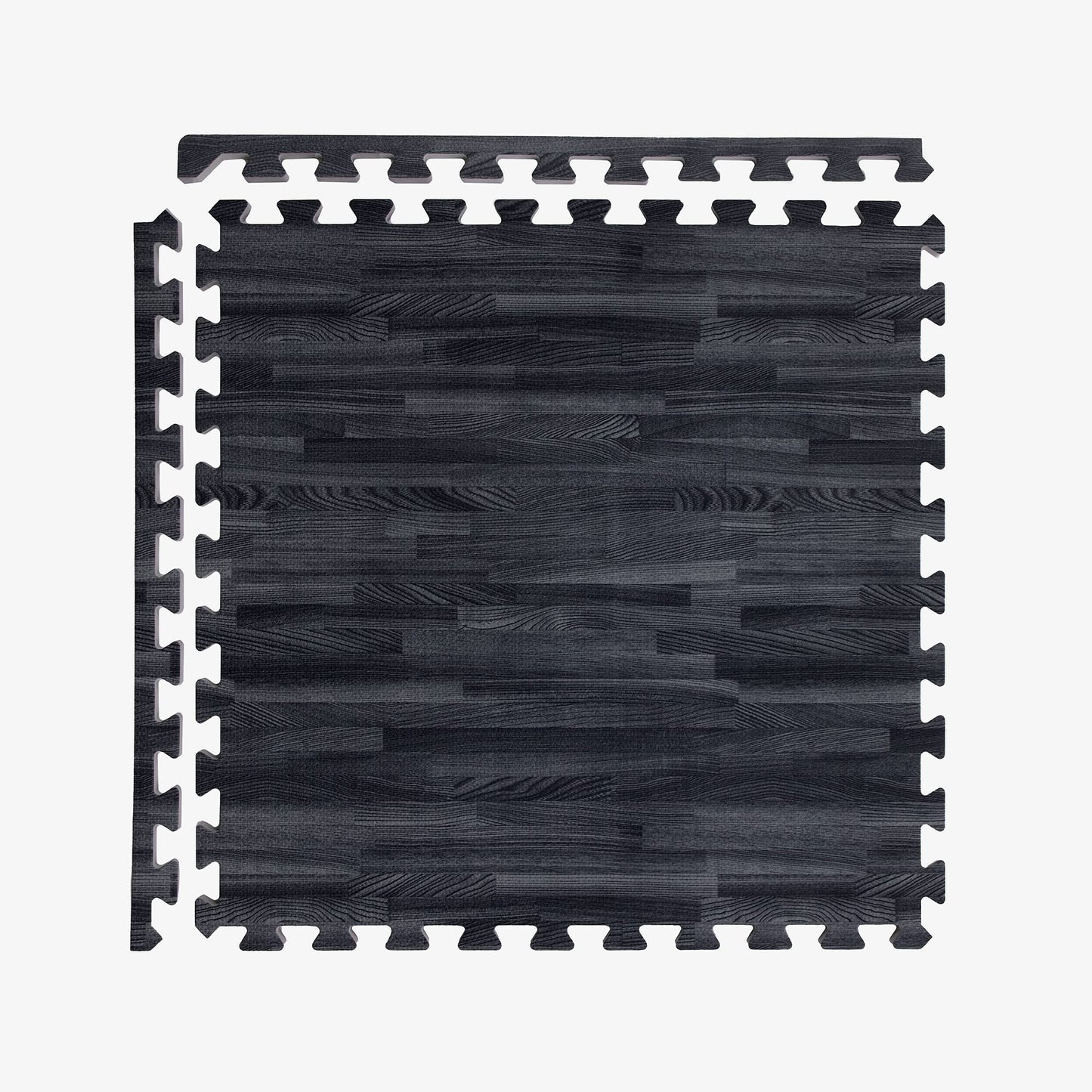 IncStores Premium Soft Wood Print Foam Flooring Tiles | Interlocking Foam Tiles for Home, Gym, Training and Yoga | 5/8" - Black, 144 Square Feet