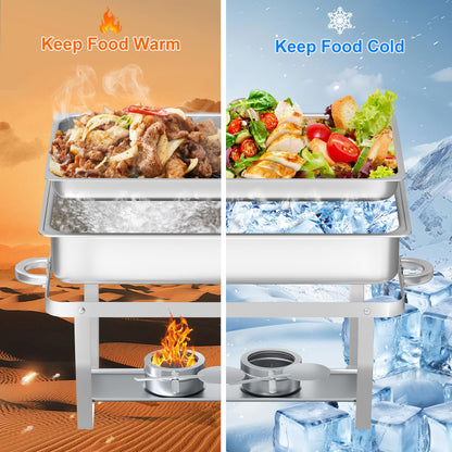 HARDURA Chafing Dish Buffet Set 4 Pack, 9.5QT Stainless Steel Chafing Dish with Lids, More Than 4 Hours of Insulation, Chafing Dishes for Buffet Servers and Warmers, Ideal for Any Party