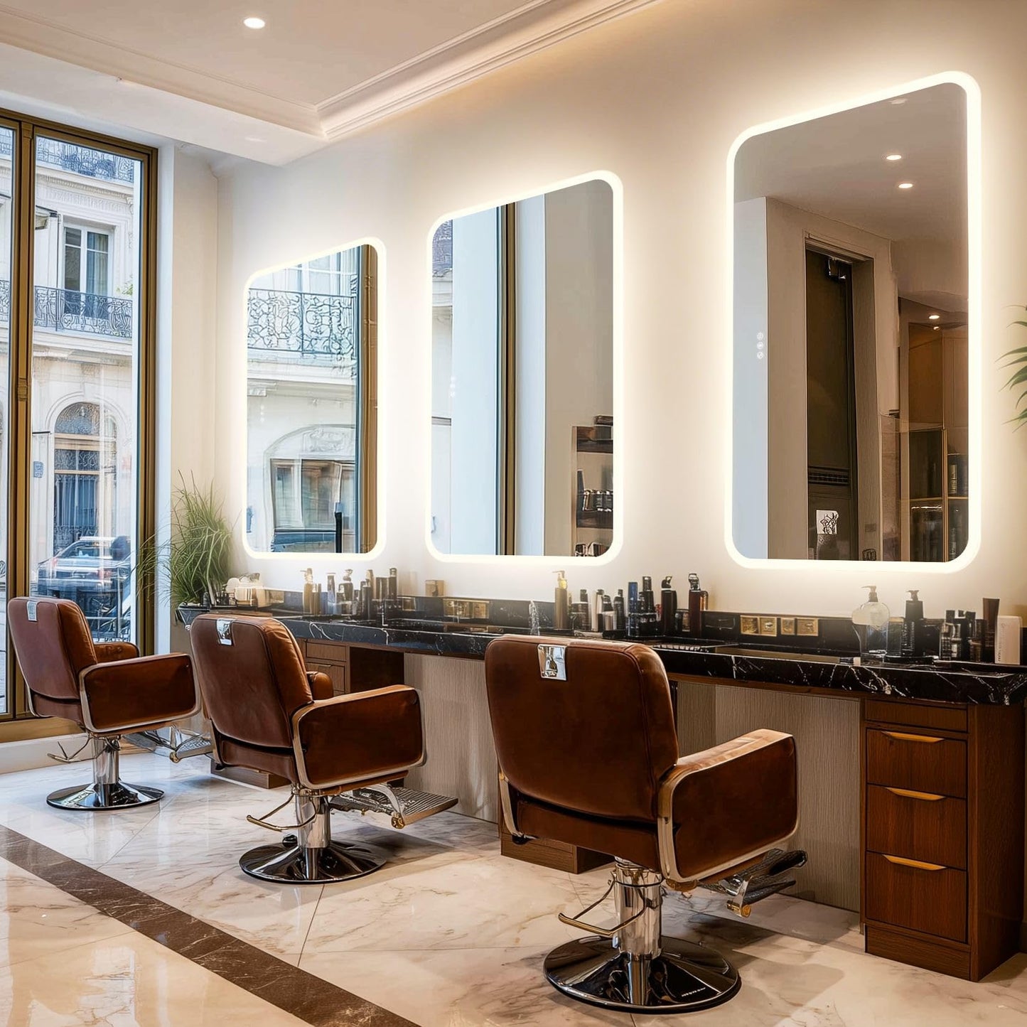 LUVODI Rectangle LED Bathroom Mirror: Smart Bluetooth Vanity Mirror Front-Lit Defogger Stepless Dimming, 27.6x47.3 inch