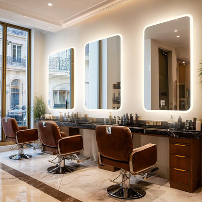 LUVODI Rectangle LED Bathroom Mirror: Smart Bluetooth Vanity Mirror Front-Lit Defogger Stepless Dimming, 27.6x47.3 inch