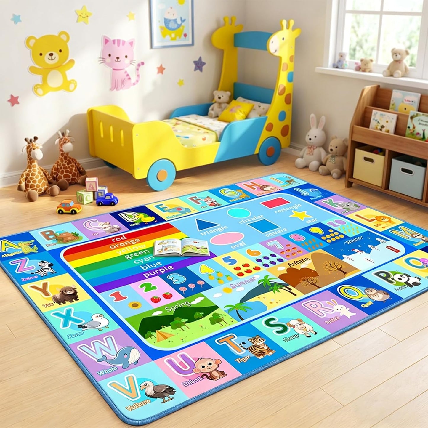 2.5x4 Kids Rug for Playroom Bedroom, Feet Educational ABC Area Rug for Classroom Nursery, Non-Slip Alphabet Learning