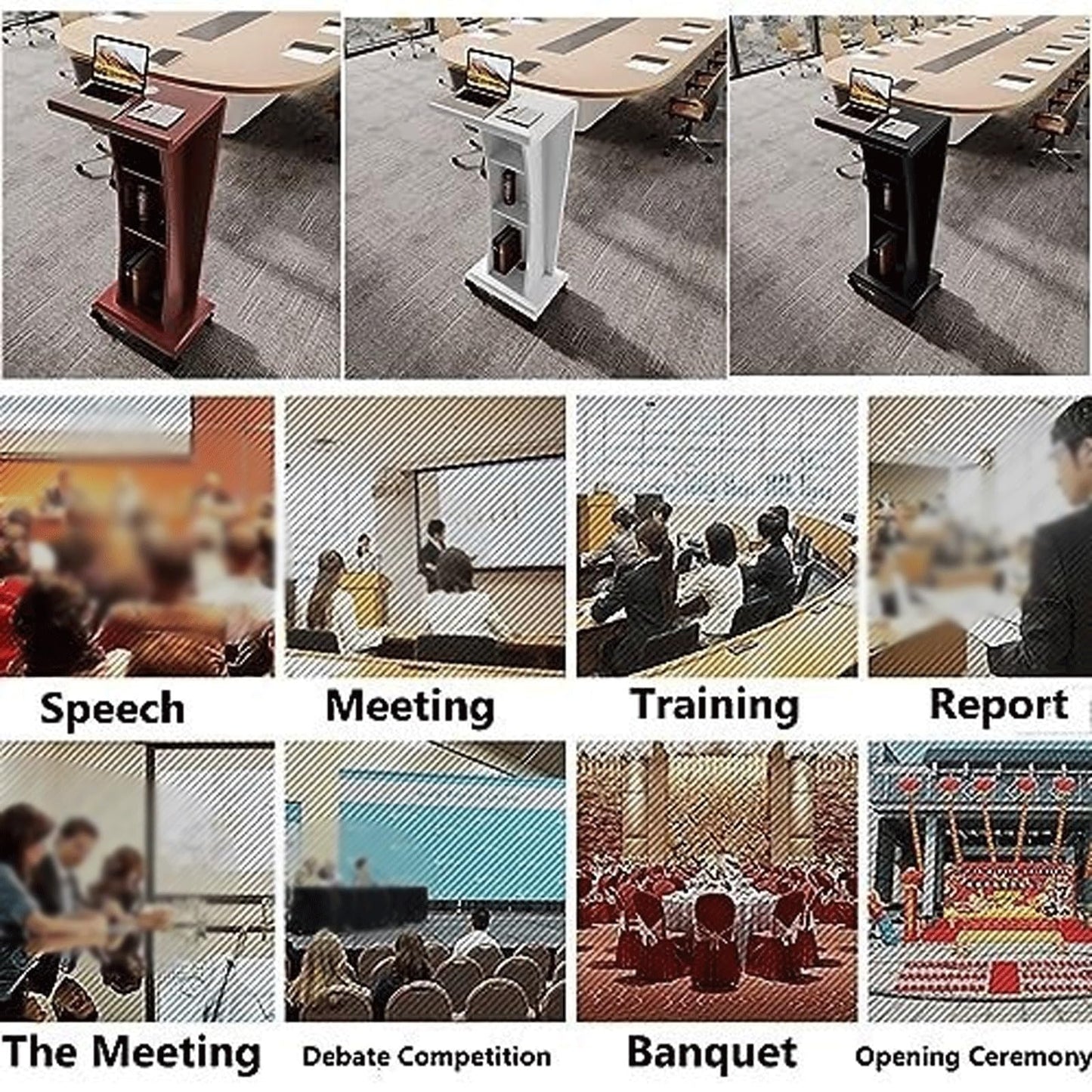 KrrNFYSG Classrooms Podium Stand Wooden Lectern for Churches Events Pulpit Desk Floor-Standing Hostess Stand Reception Presentations Table