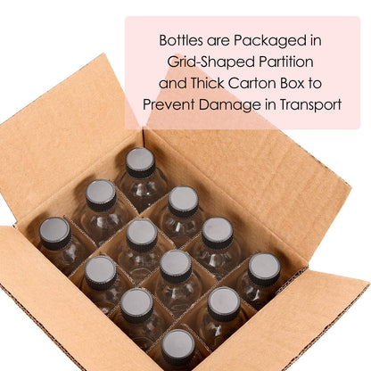 AOZITA 12 Pack, 2 oz Small Clear Glass Bottles w/Lid & 3 Funnels - 60ml Boston Shot Bottles for Health, Immunity, Potion, Wellness, Sample, Ginger, Juice - Mini Personal Care & Beauty Travel Bottle