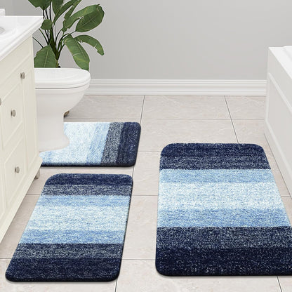 Arotive Microfiber Bath Rug - Soft, Absorbent & Non-Slip | Thick Plush 36x24 Blue Mat