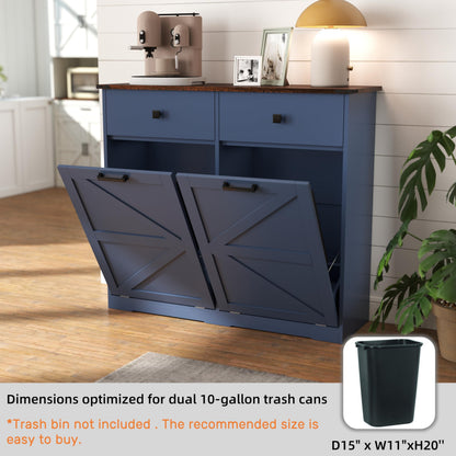 HUYYA Modern Sideboard Cabinet Buffet Storage Console Credenza for Dining Room, Free Standing Tilt Out Trash, Laundry Sorter Cabinet with Sturdy Construction and Easy Clean Surf