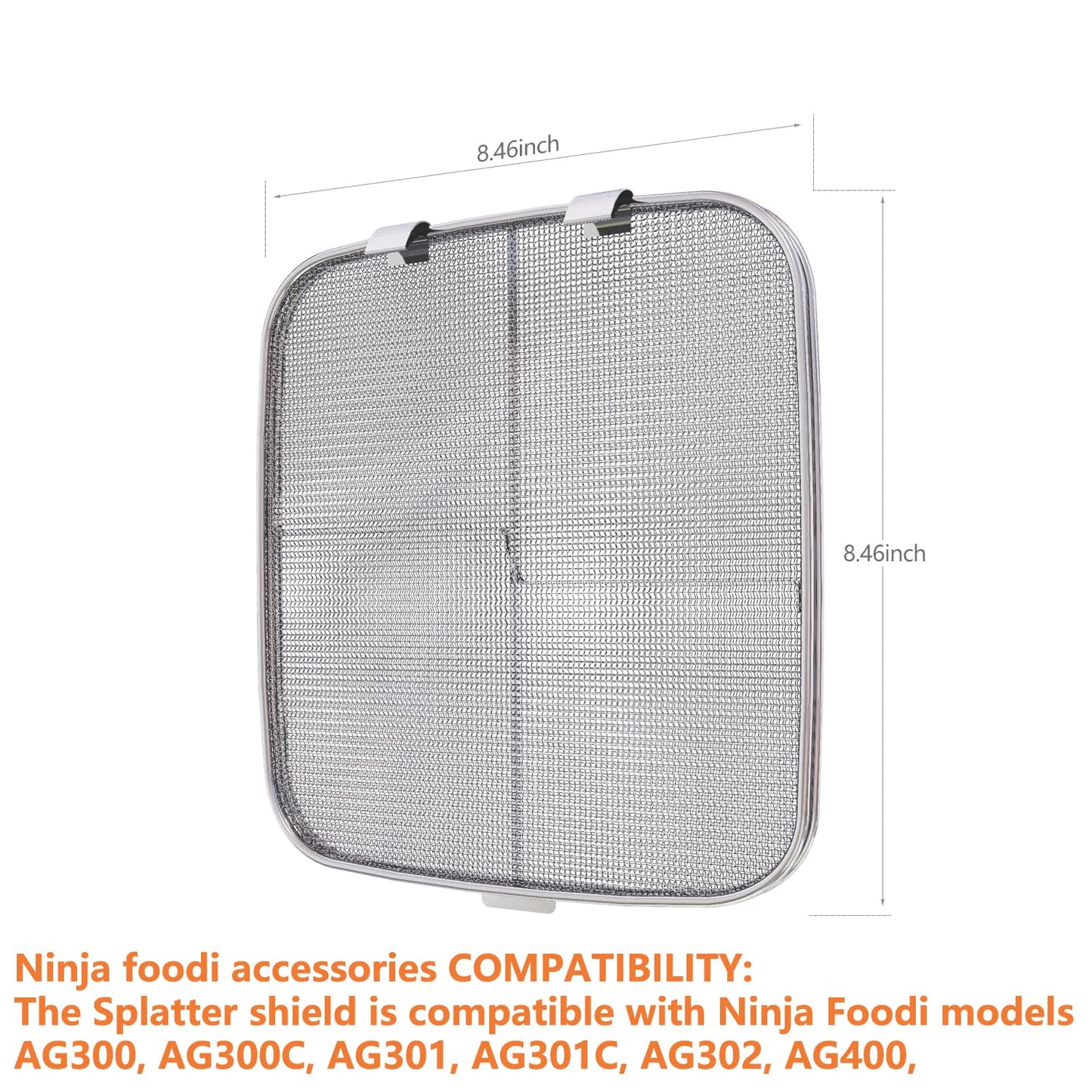 Stainless Steel Splatter Shield for Ninja Foodi AG301, Air Fryer Accessories for Ninja Foodi 5-in-1 Indoor Grill, Replacement Parts for Ninja Foodi AG300, AG300C,AG301C, AG302, AG400