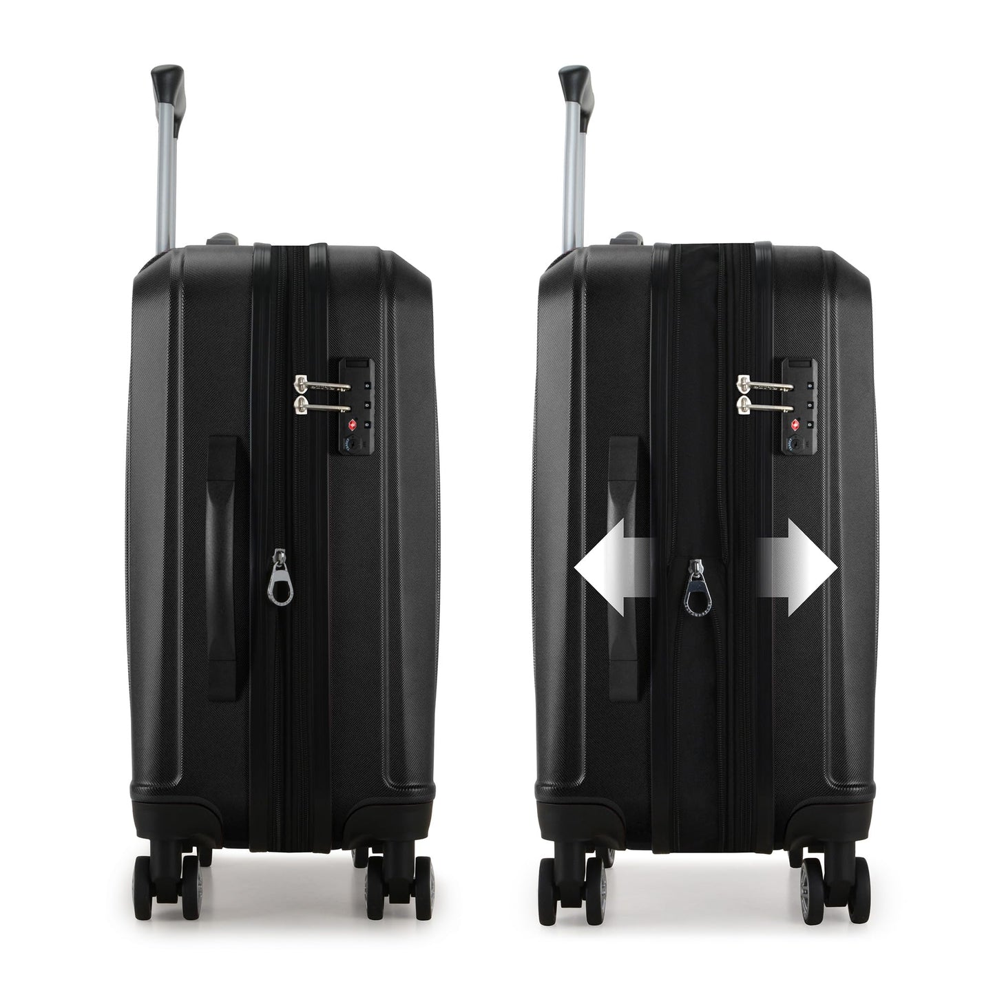 Elite Luggage Expandable Hardside Spinner Luggage,TSA Lock, Black, 3-Piece