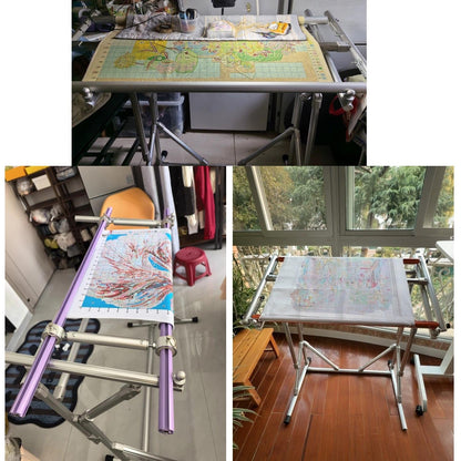 Floor-Standing Cross-Stitch Stand, Aluminum Alloy Embroidery Hoop Stand, Adjustable Embroidery Frame Bracket, Portable(Purple,Wide 31.5in)