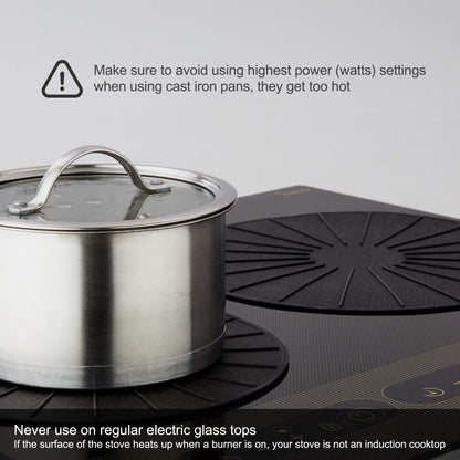 Lazy K Induction Cooktop Mat - Silicone Fiberglass Scratch Protector - for Magnetic Stove - Non slip Pads to Prevent Pots from Sliding during Cooking - Square (9inches) Black
