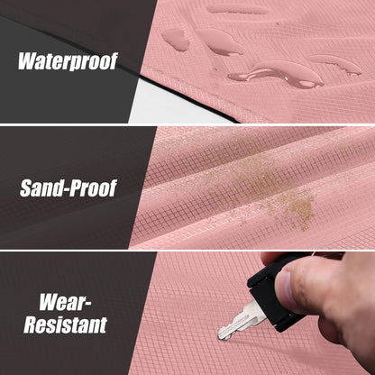 Odoland Beach Picnic Blanket, 43.3" x 27.5" SandProof Waterproof Outdoor Pocket Blanket with Portable Bag, Foldable Lightweight Sand Free Beach Mat for 1 People Hiking, Camping, Travel, Pink