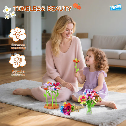 LELESUN DIY Fabric Flower Bouquets Toys, Craft Kits Toys for Kids, Flowers Market Toy, Arts & Crafts for Girls Ages 4 5 6 7 8，Educational Activity Preschool, Christmas Birthday Gift for Toddler
