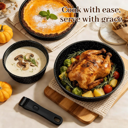 Colourcoco Pots and Pans Set - Non Stick 25 Pieces Cookware Set Pots and Pans with Detachable Handles, Includes Pans, Pots, Utensils, Trivets for Hot Dishes, Lids, Space-Saving Cookware
