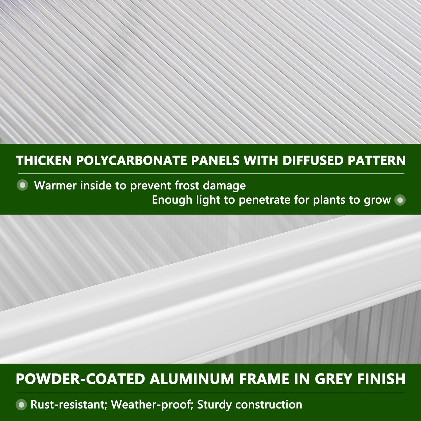 Yardenaler 6' x12' Double-Wall Polycarbonate Aluminum Greenhouse Kit for Outdoor, Walk-in Greenhouse with Lockable Door and Adjustable Roof Vent, Backyard Garden in Winter, White