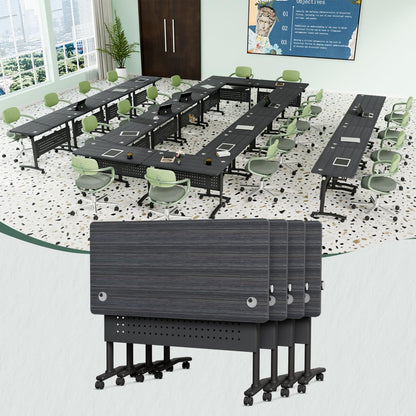 4 Pack Conference Room Tables,Mobile Folding Conference Table with Wheels,Modern Training Locking Rolling Meeting Conference Tables with Flip-Top for Office Classroom Business,6-12 Person,71IN