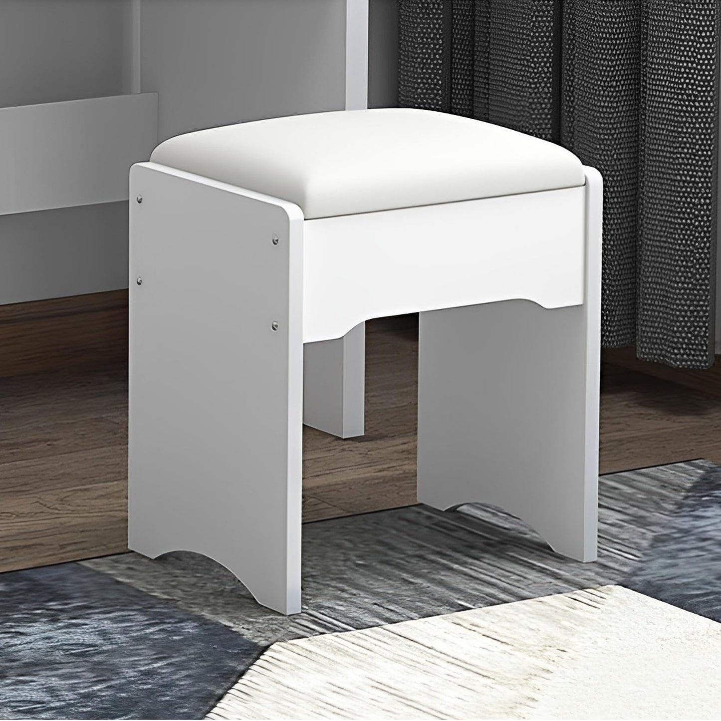 KEIKI Vanity Desk with Mirror for Makeup, Dressing Table Set with Stool,4 Drawers, White