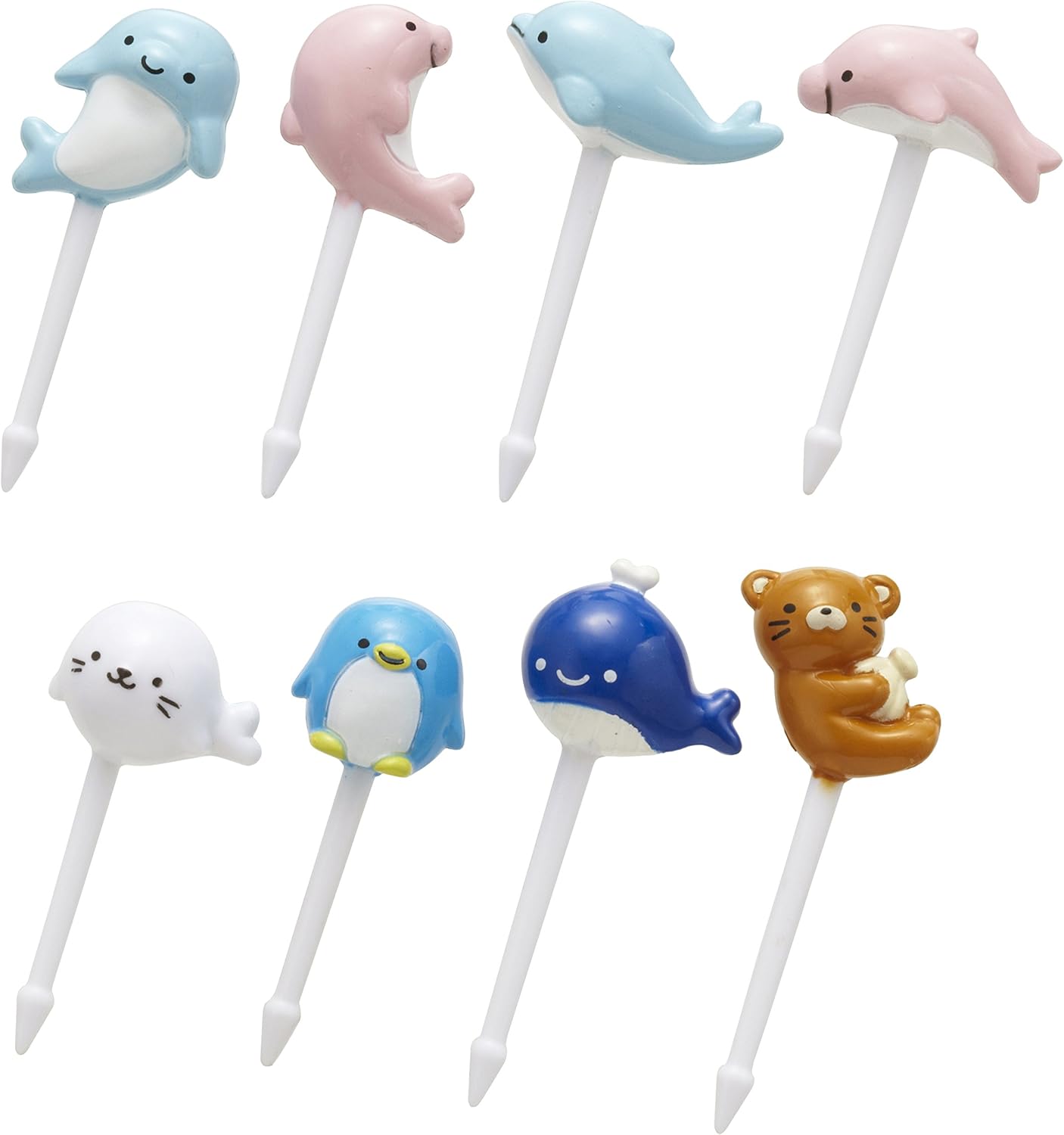 8 Pack (P-3081) Torune Food Pick Dolphins & Sea Friends, Picks Per
