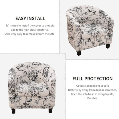 2 14 NILUOH Club Chair Slipcover Piece Stretch Barrel Chair Covers Printed Tub Chair Slipcovers Soft Accent Armchair