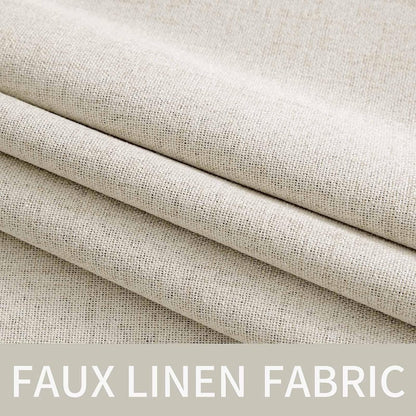 MIULEE Linen Curtains - 100% Blackout Thermal Insulated Drapes | Beige, 52x96 Inch (2 Panels)