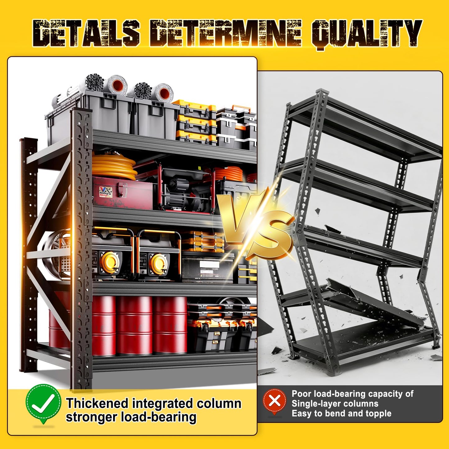79"W Garage Shelving,8000lb Heavy Duty Storage Shelves,Industrial Metal Storage Shelving,Easy to install Standing Garage Shelf,4 Tier Adjustable Shelving Unit for Warehouse,Basement,74"H x 79"W x 24"D