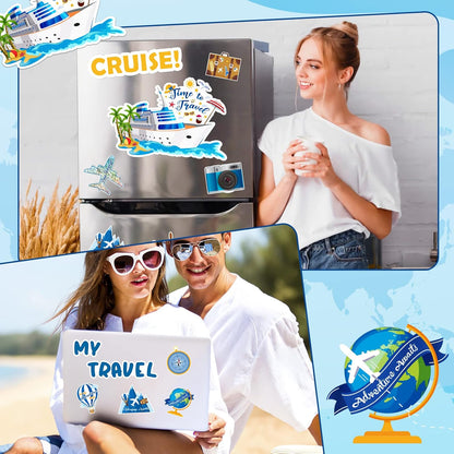15 Pcs Cruise Door Decorations Magnets, Funny Refrigerator Magnets for Travel and Celebrations