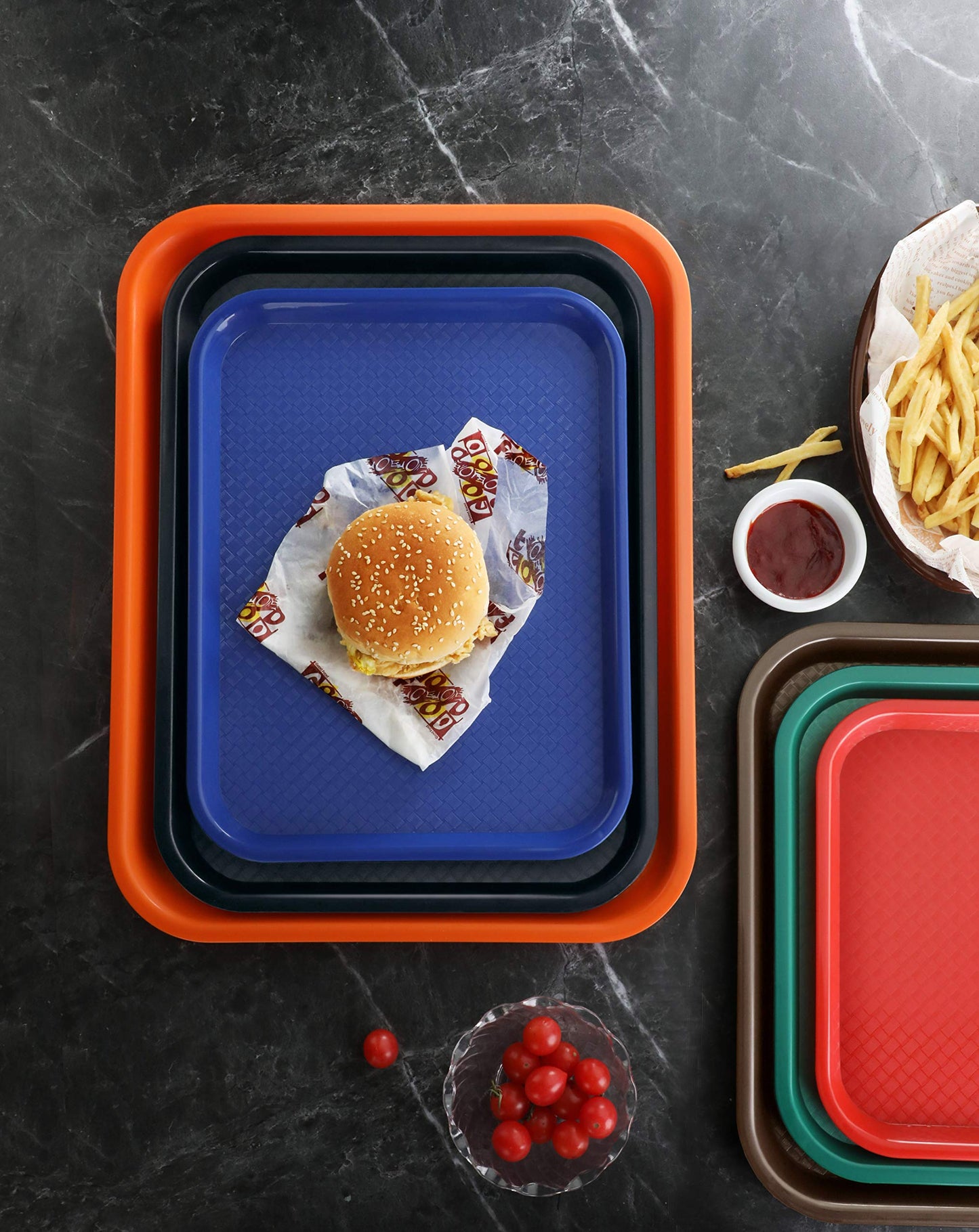 New Star Foodservice Fast Food Tray, Set of 12 (Blue, 10 by 14 Inch)