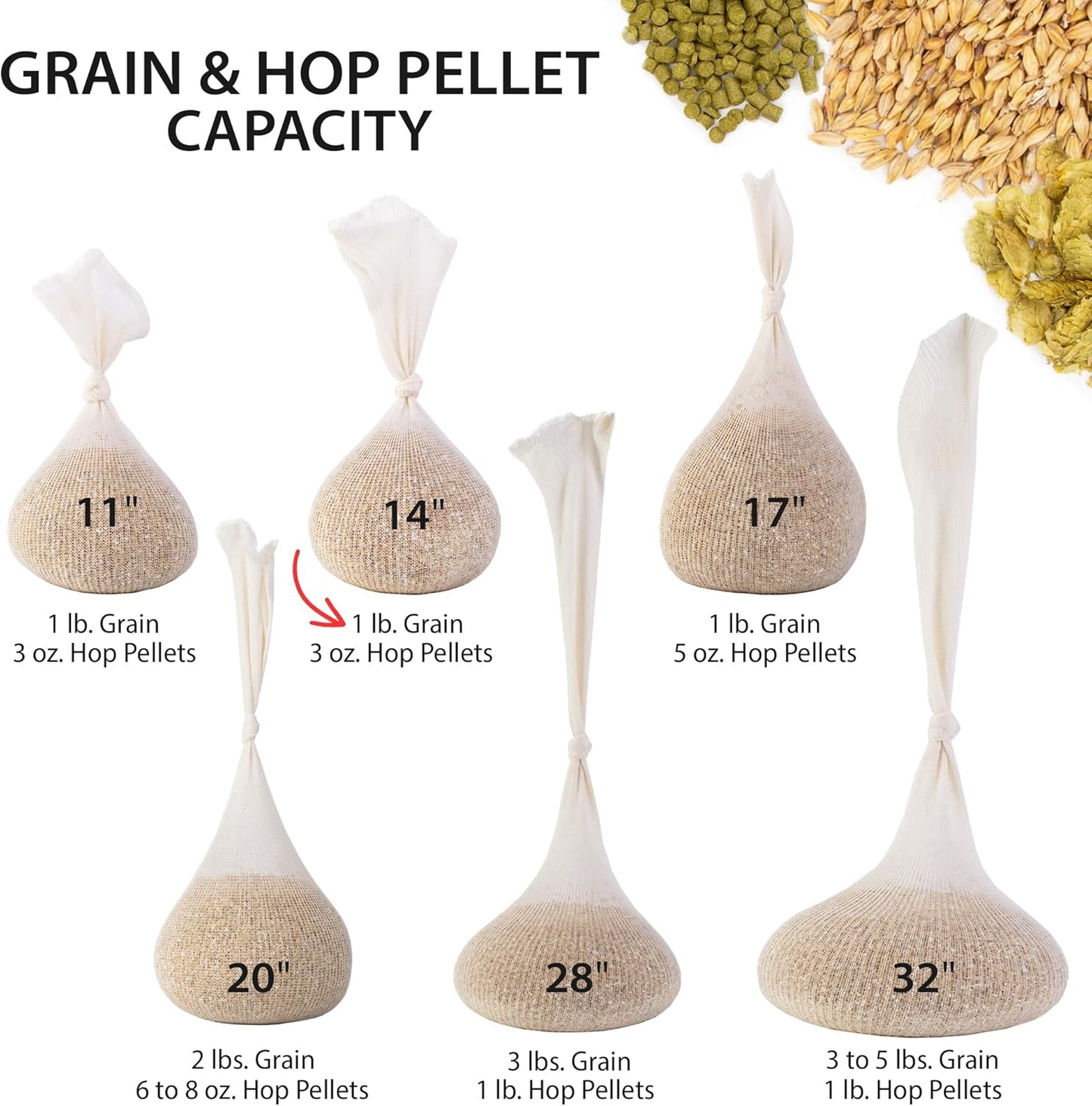 14" (50 Pack) Hops, Grain & Spice Beer Brewing Bags Cotton Mesh Steeping Bags for Beer Wine, Cider, Tea, Soups & Nut
