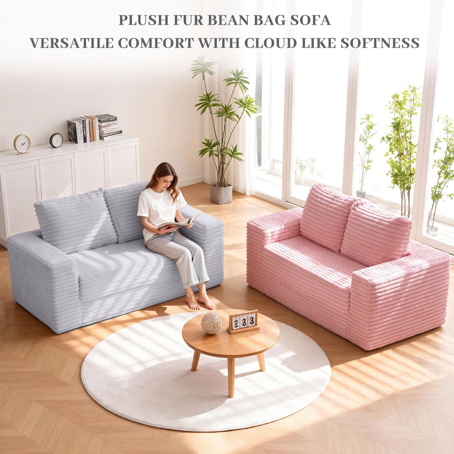 HABUTWAY Convertible Folding Sofa Bed Couch,3 in 1 Pull Out Couch Bed,Loveseat Sleeper Sofa Bed,Boneless Couches with Pillows for Living Room Bedroom, Light Grey