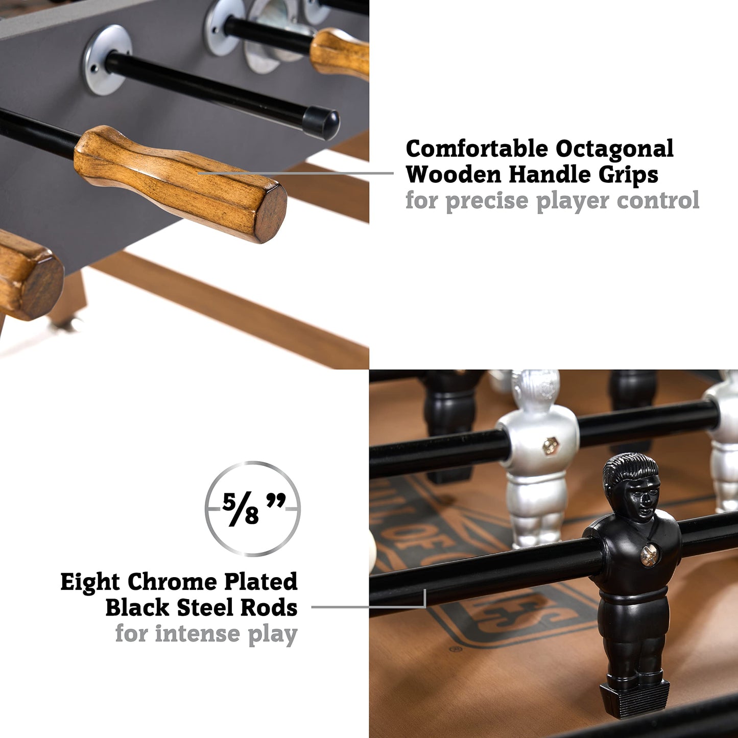 Hall of Games 56” Kinwood Foosball Table Competition Size, Durable and Stylish with Tabletop Sports Soccer Balls, Perfect for Family Game Rooms