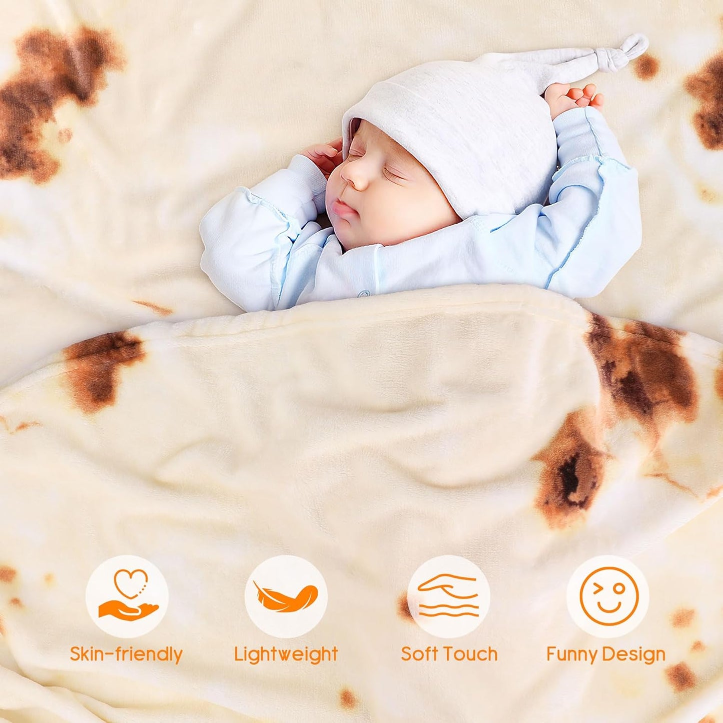 SeaRoomy Baby Burrito Blanket, Baby Swaddle Tortilla Blanket, Soft Round Burrito Tortilla Blankets for Newborn Boys