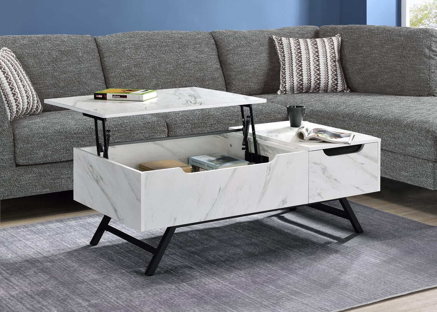 ACME Furniture 1 Drawer Coffee Table in White and Black