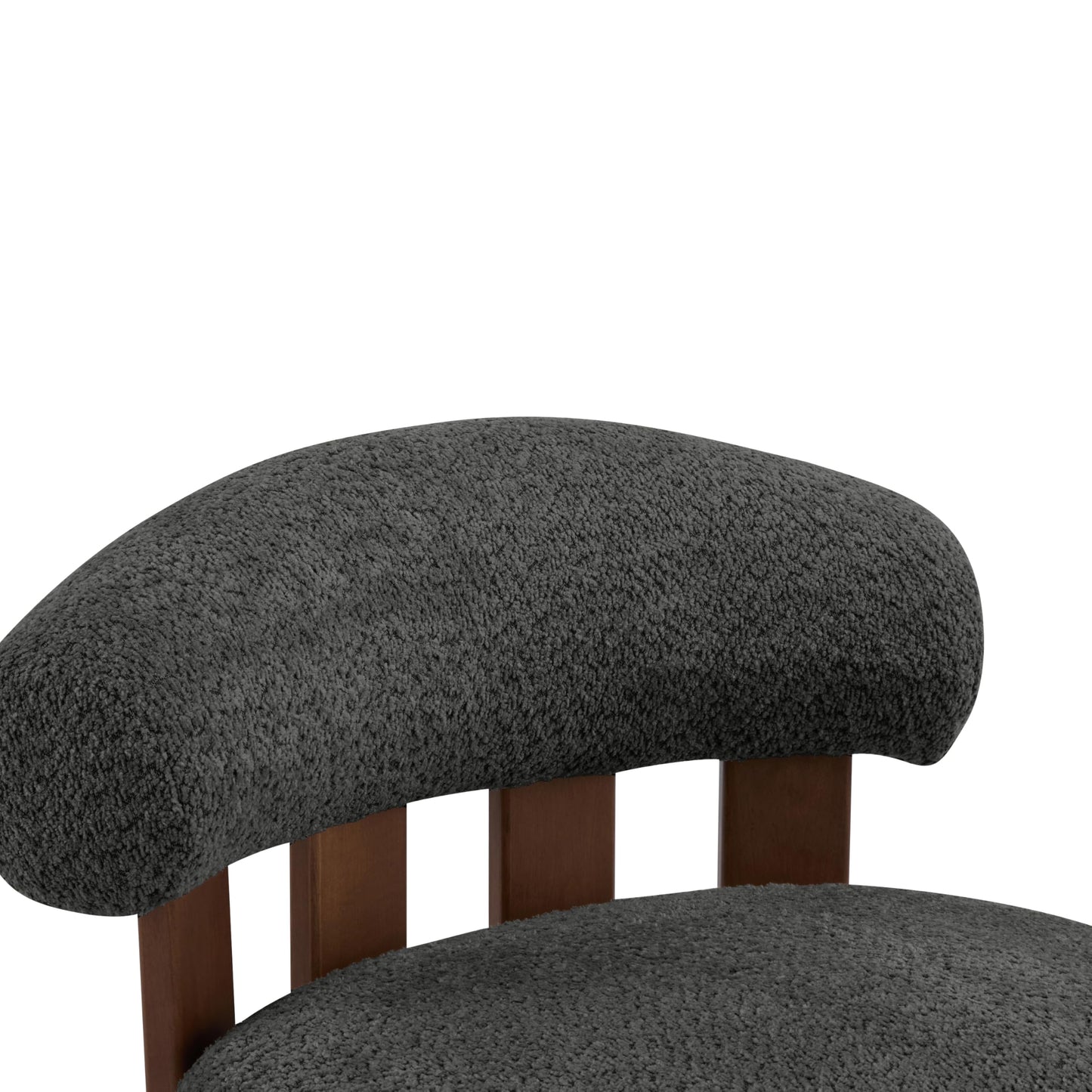 Merax Boucle Upholstered Accent Chair, Modern Barrel Armlesschair with Plush Curved Backrest and Solid Wood Legs, Cozy Lounge Reading Chair for Living Room Bedroom, Dark Gray